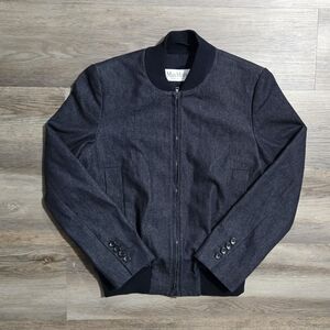 Max Mara Made in Italy Navy Blue Zip-Up Bomber Jacket - Size S (IT 40)